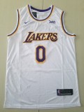 20/21 New Men Los Angeles Lakers Westbrook 0 white basketball jersey