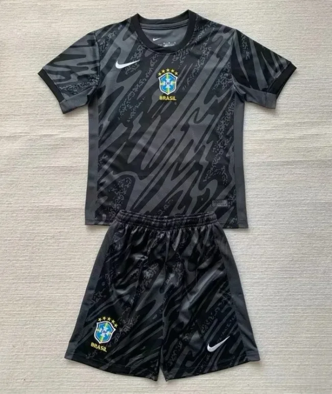 2024 Brazil Copa America gray black Goalkeeper Kids Kit