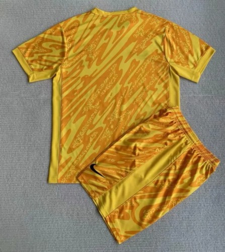 2024 France Euro Yellow Goalkeeper Kids Suit