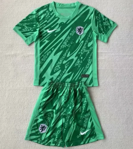 2024 Netherlands Euro Green Goalkeeper Kids Kit