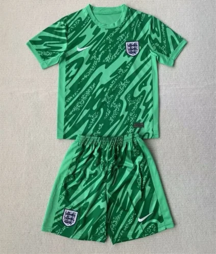 2024 England Euro Green Goalkeeper Kids Kit