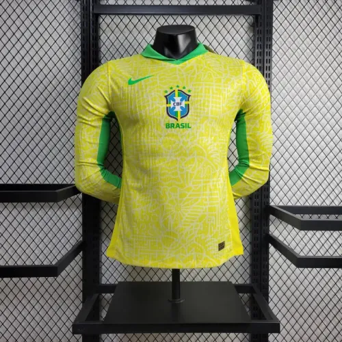 2024 Brazil Copa America Home Player Version Long Sleeve Jersey