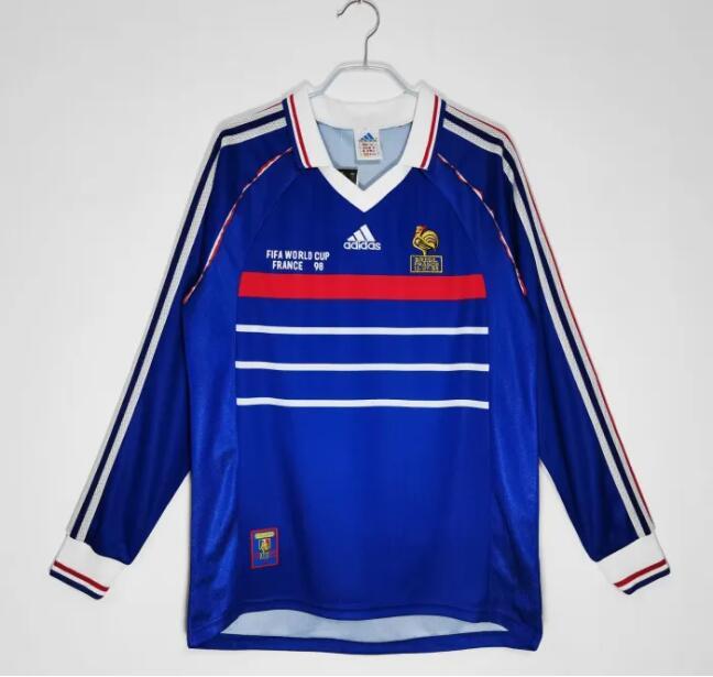 Retro 1998 France Retro Home Long Sleeve Jersey