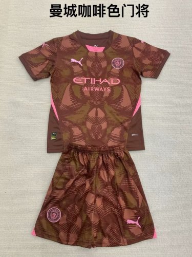 24/25 Manchester City Brown Goalkeeper Kids Kit