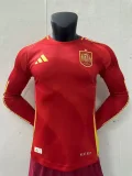 2024 Spain Euro Home Player Version Long Sleeve Jersey