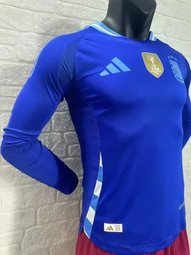 2024 Argentina Copa America Home Player Version Long Sleeve Jersey With FIFA World Cup badge