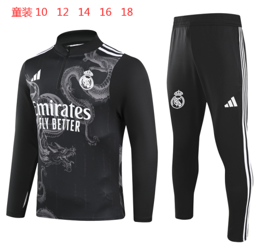 24/25 Real Madrid Kids Tracksuits Special Edition Black