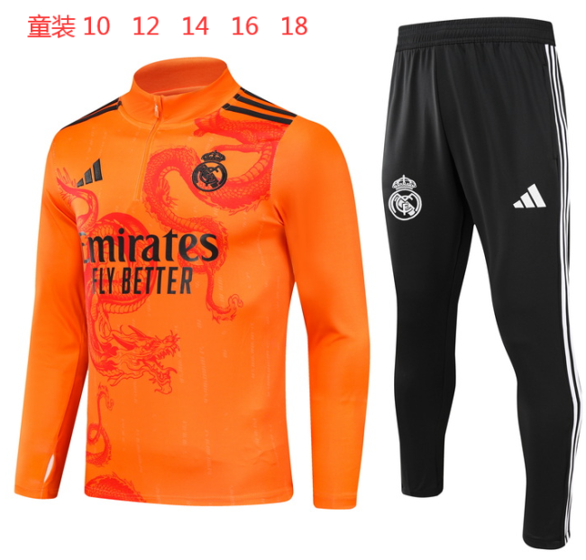 24/25 Real Madrid Kids Tracksuits Orange