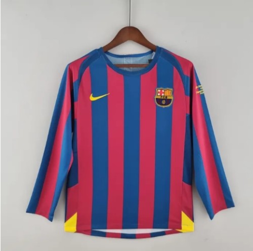 Retro Barcelona Home Long Sleeve Jersey UCL Final 2006