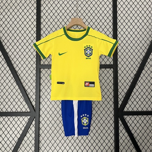 Retro 1998 Brazil  Home kids kit