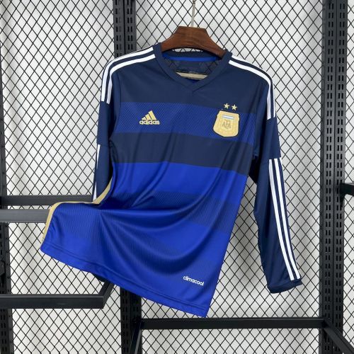 Retro Argentina 2014 Away Long Sleeves Jersey