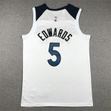 Timberwolves 5 White Basketball Jersey