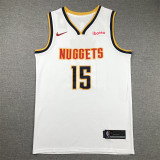 Nuggets 15 White Basketball Jersey