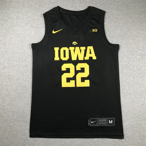 Iowa Hawkeyes 22 All Black Basketball Jersey
