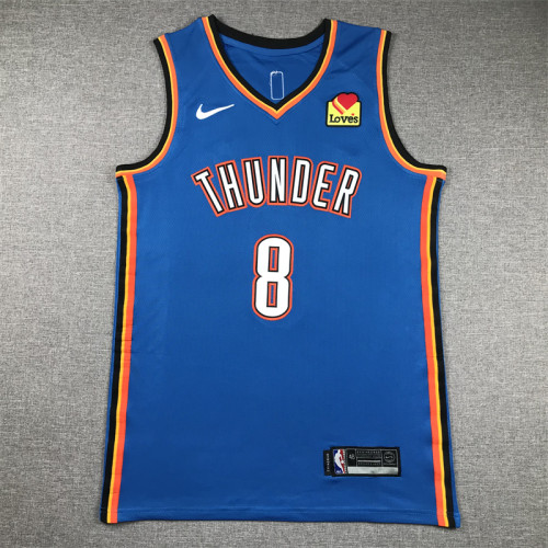 Thunder 8 blue basketball jersey