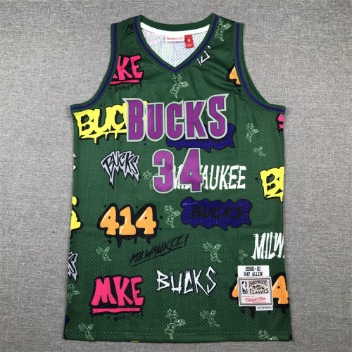 Bucks 34 Graffiti Basketball Jersey