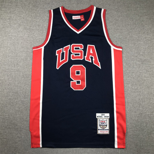 1984 Olympic No. 9 dark blue basketball jersey