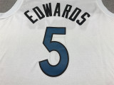 Timberwolves 5 White Basketball Jersey