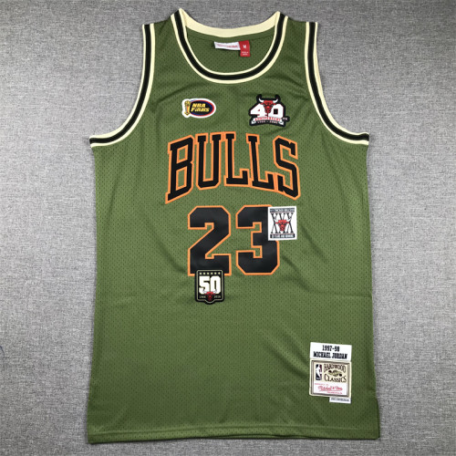 Bulls Army Green Basketball Jersey