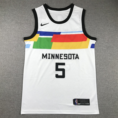 Timberwolves 5 White City Edition Basketball Jersey