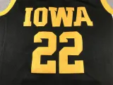 Iowa Hawkeyes 22 Black Yellow Trim Basketball Jersey