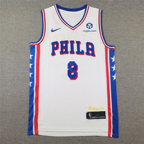 76ers 8 white basketball jersey