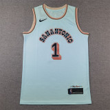 Spurs 1 Ice Blue City Edition Basketball Jersey