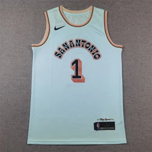 Spurs 1 Ice Blue City Edition Basketball Jersey