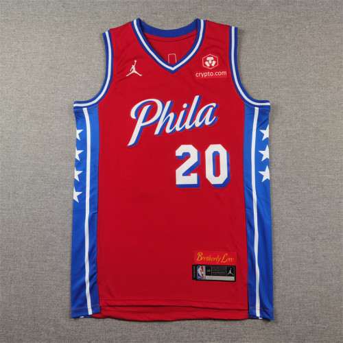 76ers 20 red basketball jersey