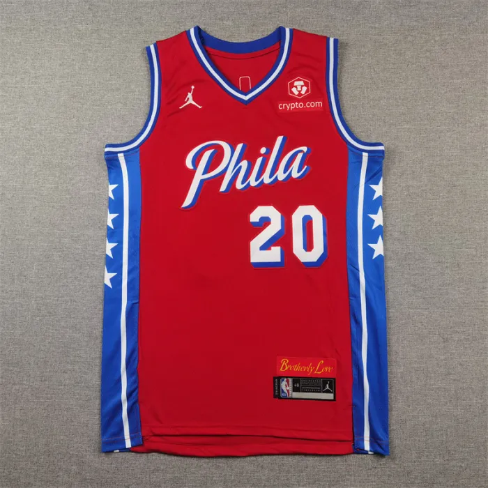 76ers 20 red basketball jersey
