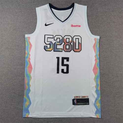 Nuggets 15 White City Edition Basketball Jersey