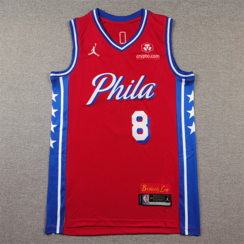 76ers 8 red basketball jersey