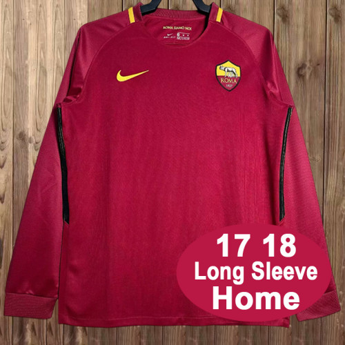 Retro 17/18 AS Roma Home Long Sleeve Jersey