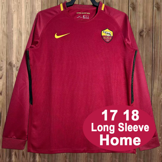 Retro 17/18 AS Roma Home Long Sleeve Jersey