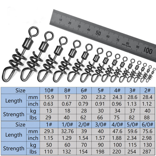 Stainless steel fishing rolling swivels with screwed snap ,size 3/0 to size 10 ,rated from 29 LB to 220 LB