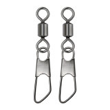 stainless steel fishing rolling swivels with safety snap ,rated from 5 LB to 104 LB