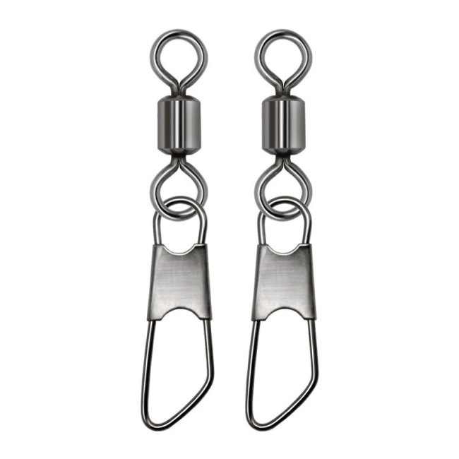 stainless steel fishing rolling swivels with safety snap ,rated from 5 LB to 104 LB