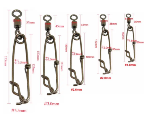 Stainless steel Fishing Rolling Swivel with Long line Clips Snap,Sea Fishing Gear