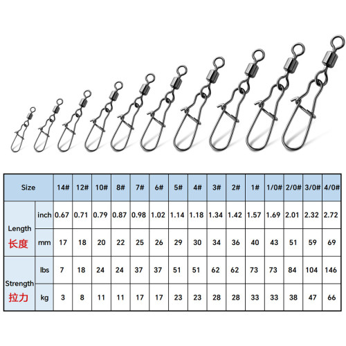 Stainless steel fishing swivels Rolling swivel with duolock snap ,rated from 7 LB TO 146 LB