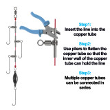 3 way Fishing Sleeves Cross line Brass Head and Tube Rolling Swivels ,size 2/0 to 12 ,Rated from 29 LB to 155 LB
