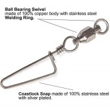 Fishing Ball Bearing Swivel with Coast lock Snap ,Rated 15 LB to 450 LB