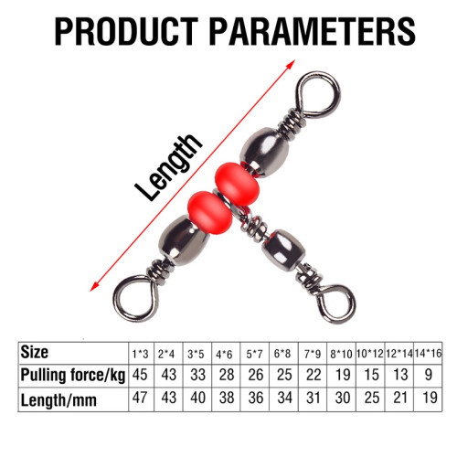3 way cross line fishing barrel T shape swivels ,rated from 20 lb to 100 lb