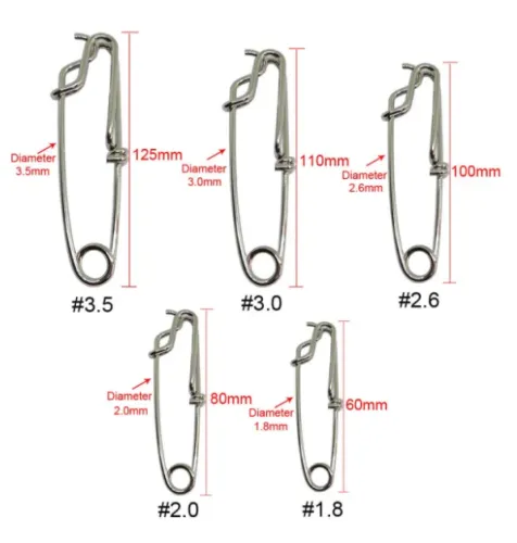 Stainless Steel Fishing Long Line Clips Snap for sea fishing ,Wire diameter 1.8 mm to 3.5 mm