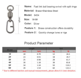 Stainless Steel Ball bearing swivel with split rings fast link quick change swivel snap