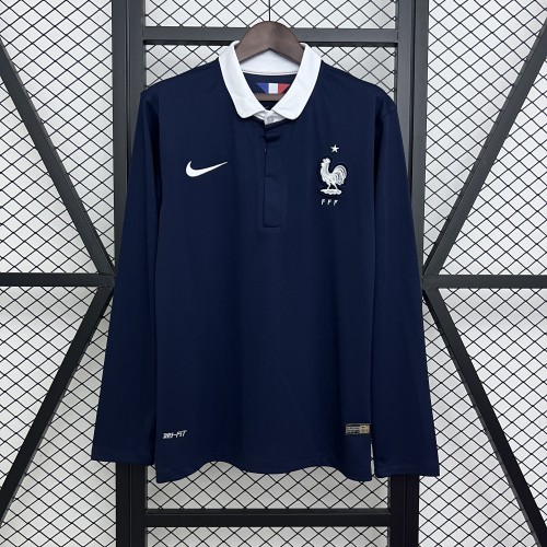 Retro France 2014 Home Long Sleeves Jersey