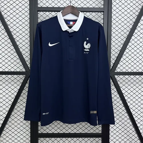 Retro France 2014 Home Long Sleeves Jersey