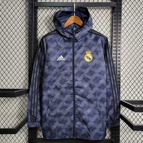 2024 Real Madrid sapphire Hooded windbreaker