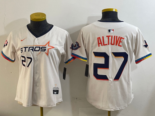 Women Custom Houston Astros 4  baseball jersey ALTUVE 27