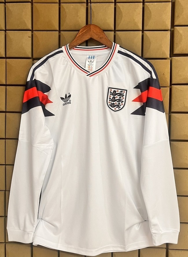 Retro 1990 England Home Long Sleeve Jersey