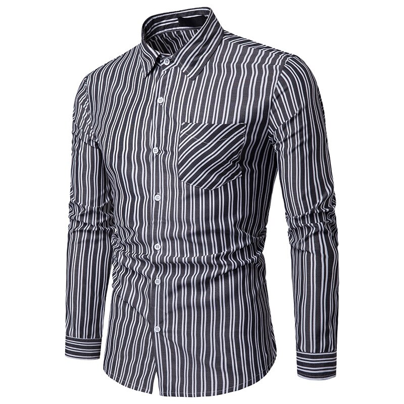 black and white vertical striped shirt mens